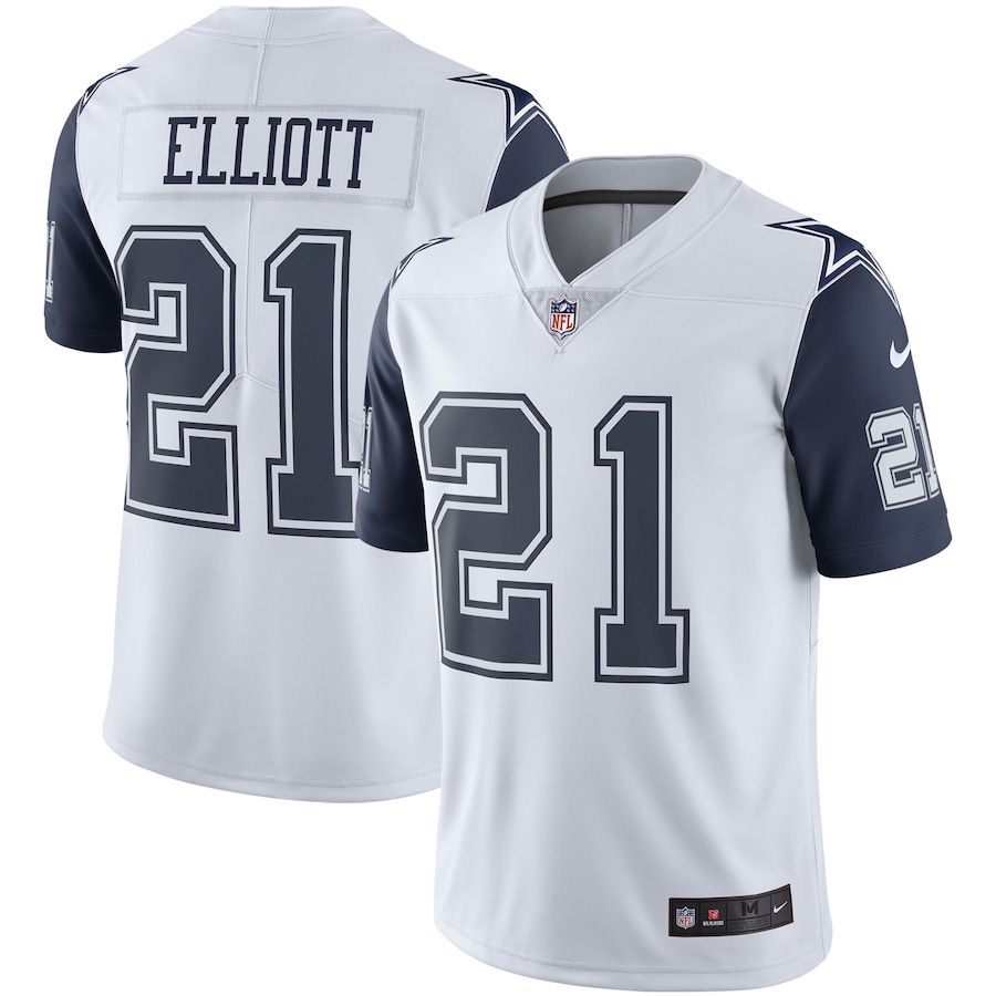 Men Dallas Cowboys #21 Ezekiel Elliott White Nike Color Rush Vapor Limited NFL Jersey